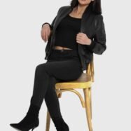 Chloe Black Leather Bomber Jacket (9)