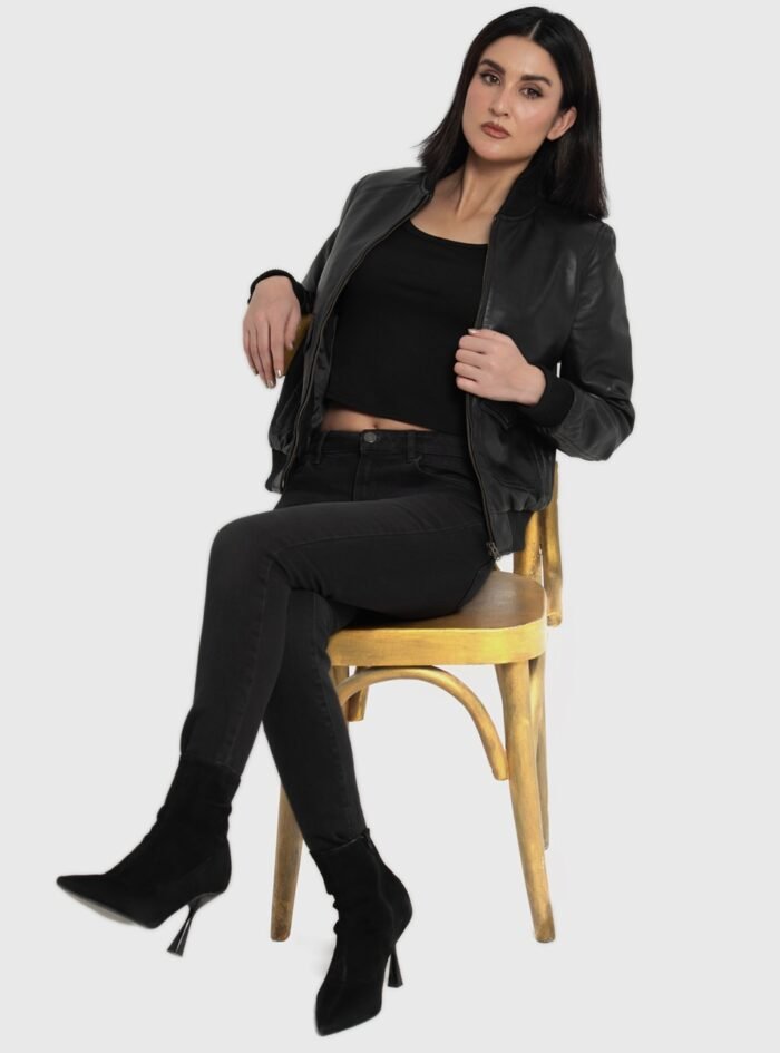 Chloe Black Leather Bomber Jacket (9) Chloe Black Leather Bomber Jacket (9)