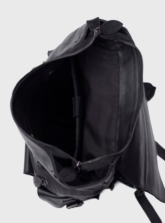 Connor Black Leather Laptop Backpack (1) Connor Black Leather Laptop Backpack (1)
