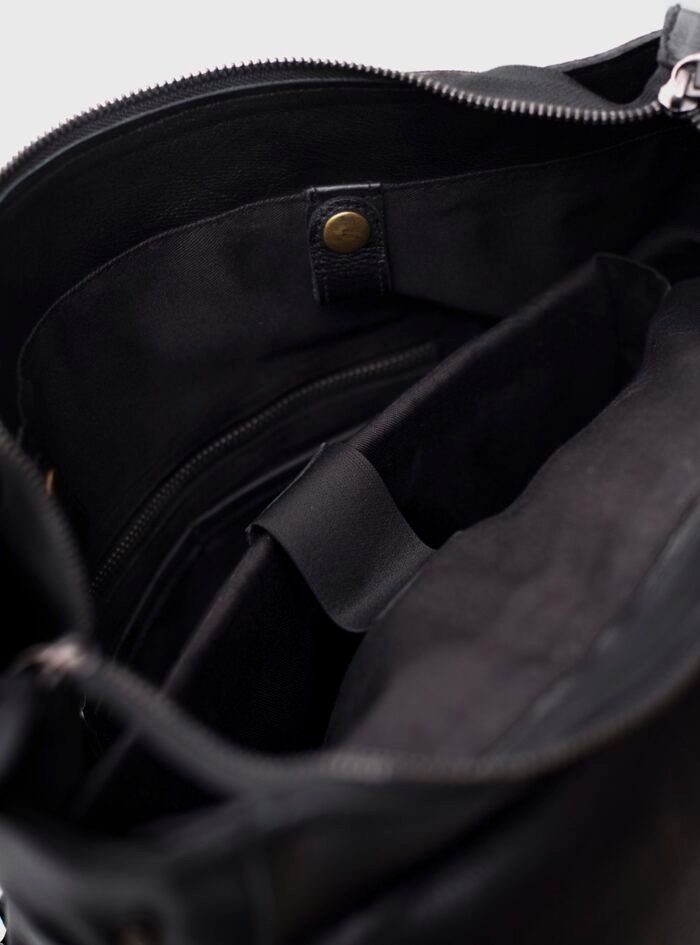Connor Black Leather Laptop Backpack (2) Connor Black Leather Laptop Backpack (2)