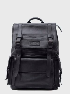 Connor Black Leather Laptop Backpack