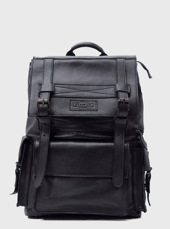 Connor Black Leather Laptop Backpack (3) Connor Black Leather Laptop Backpack (3)