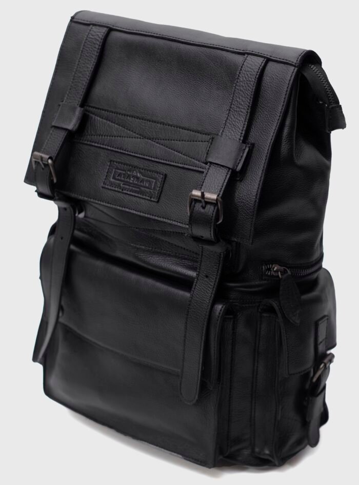 Connor Black Leather Laptop Backpack (4) Connor Black Leather Laptop Backpack (4)