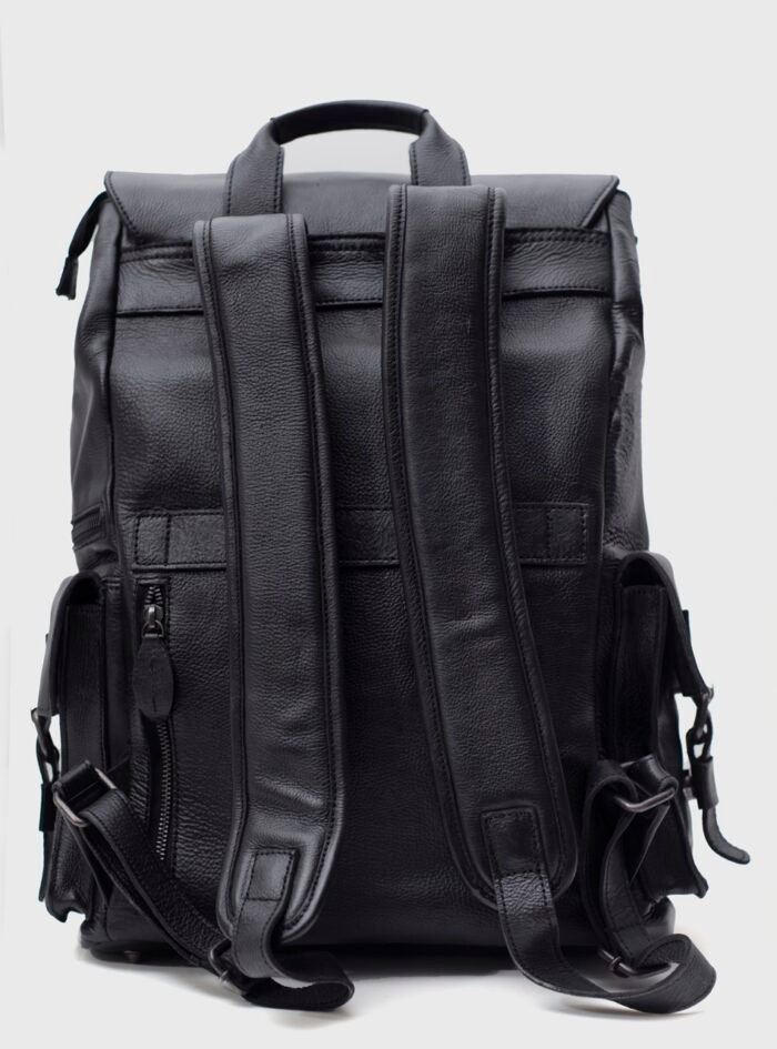 Connor Black Leather Laptop Backpack (6) Connor Black Leather Laptop Backpack (6)