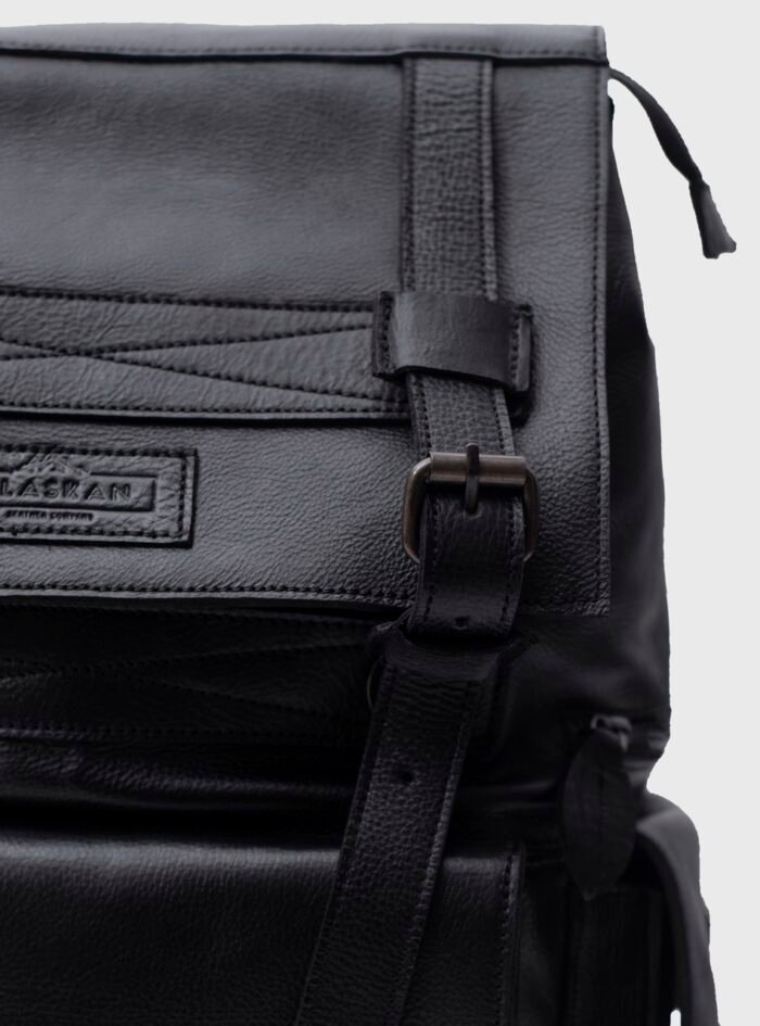 Connor Black Leather Laptop Backpack (7) Connor Black Leather Laptop Backpack (7)