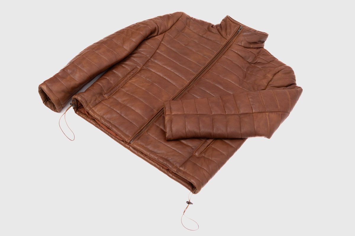 Haydos Cognac Brown Leather Puffer Jacket (1) Haydos Cognac Brown Leather Puffer Jacket (1)