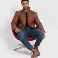 Haydos Cognac Brown Leather Puffer Jacket (9)
