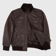 Ranger Dark Brown Leather Bomber Jacket (2)