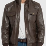 Ranger Dark Brown Leather Bomber Jacket (3)