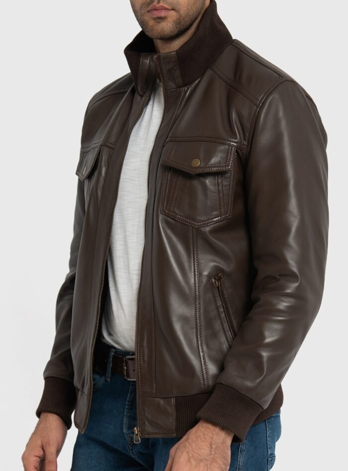 Ranger Dark Brown Leather Bomber Jacket (4) Ranger Dark Brown Leather Bomber Jacket (4)