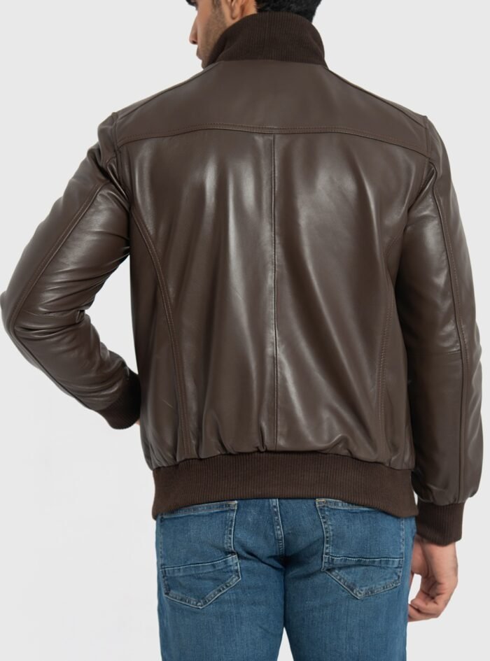 Ranger Dark Brown Leather Bomber Jacket (5) Ranger Dark Brown Leather Bomber Jacket (5)