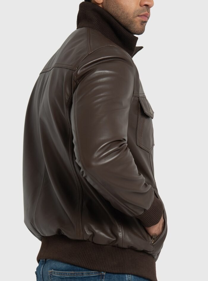 Ranger Dark Brown Leather Bomber Jacket (6) Ranger Dark Brown Leather Bomber Jacket (6)