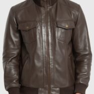 Ranger Dark Brown Leather Bomber Jacket (7)