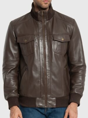 Ranger Dark Brown Leather Bomber Jacket