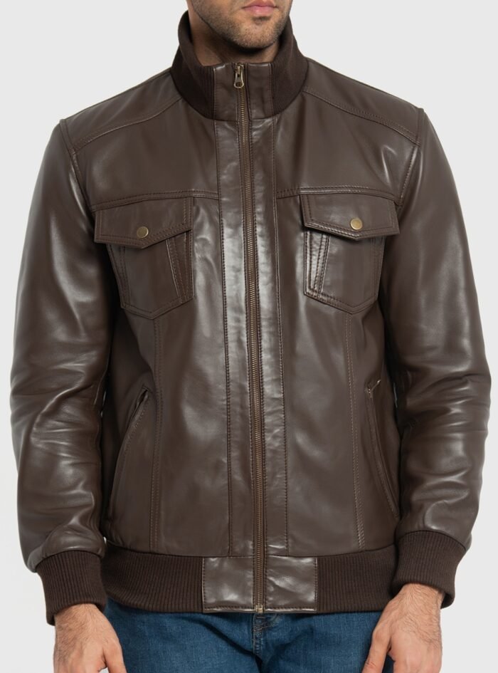 Ranger Dark Brown Leather Bomber Jacket (7) Ranger Dark Brown Leather Bomber Jacket (7)