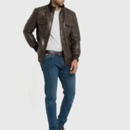 Ranger Dark Brown Leather Bomber Jacket (8)