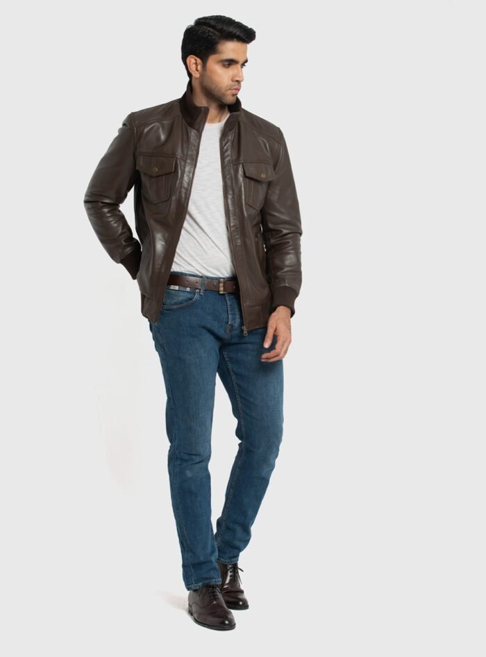 Ranger Dark Brown Leather Bomber Jacket (8) Ranger Dark Brown Leather Bomber Jacket (8)