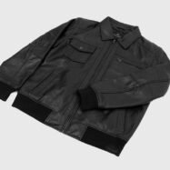 Sherwin Black Leather Bomber Jacket (1)