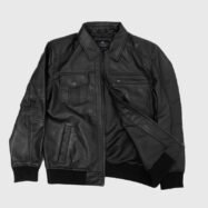 Sherwin Black Leather Bomber Jacket (2)