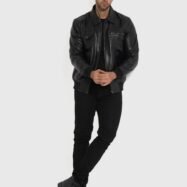 Sherwin Black Leather Bomber Jacket (3)