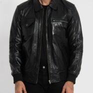 Sherwin Black Leather Bomber Jacket (4)