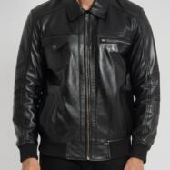 Sherwin Black Leather Bomber Jacket (8)