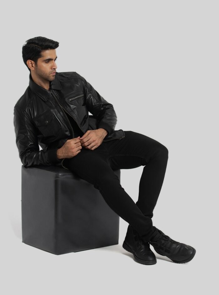 Sherwin Black Leather Bomber Jacket (9) Sherwin Black Leather Bomber Jacket (9)