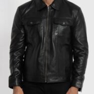 Vince Black Leather Jacket (4)