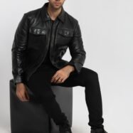Vince Black Leather Jacket (7)