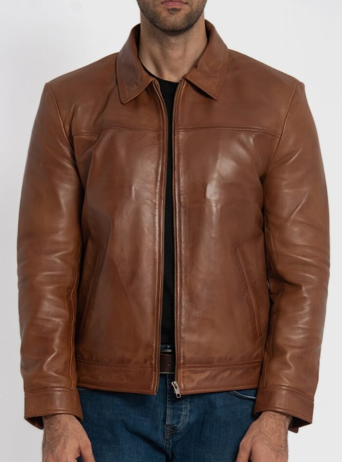 Willis Cognac Brown Leather Jacket (5) Willis Cognac Brown Leather Jacket (5)