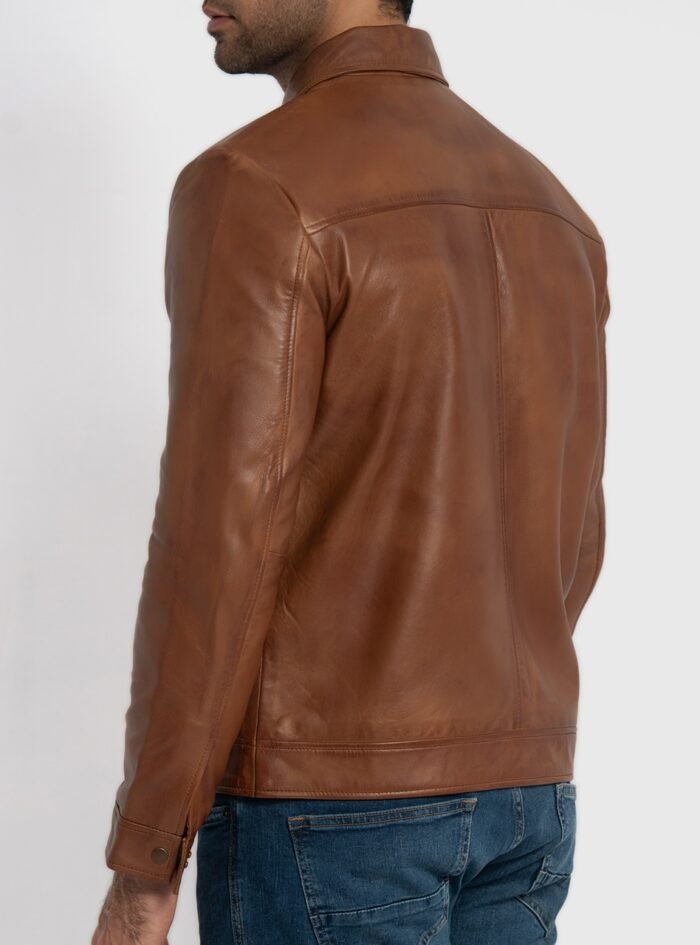 Willis Cognac Brown Leather Jacket (8) Willis Cognac Brown Leather Jacket (8)
