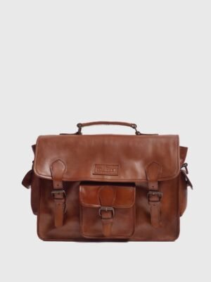 Windsor Cognac Brown Leather Satchel